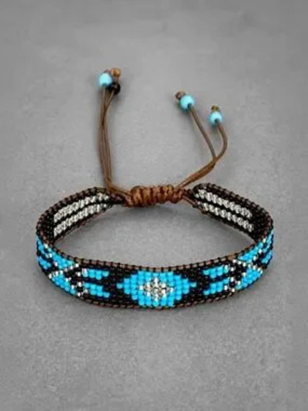 Handmade Kai Boho Southwestern Geometric Beaded Bracelet - Blue